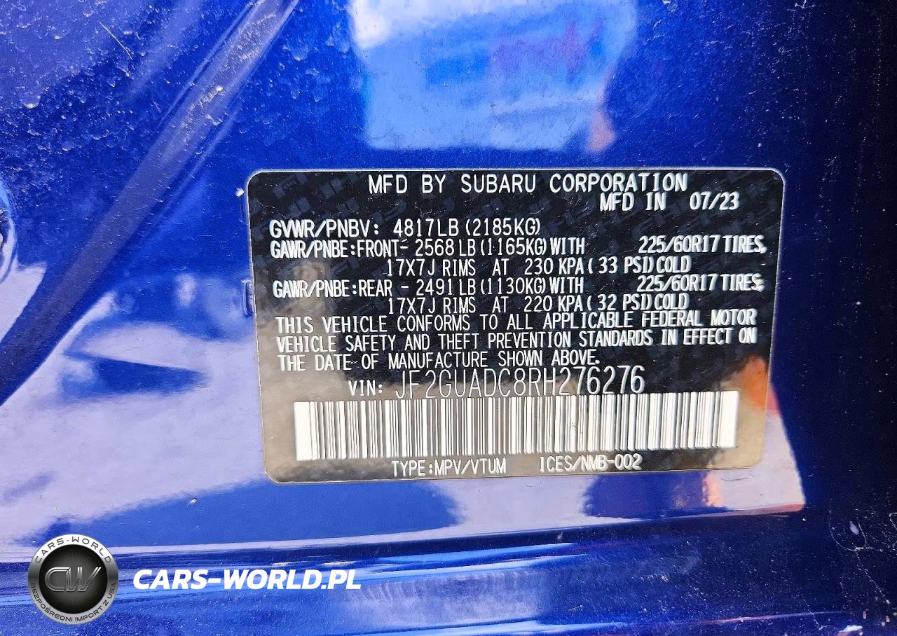 2024 Subaru Crosstrek Premium VIN:JF2GUADC8RH276276 - 14