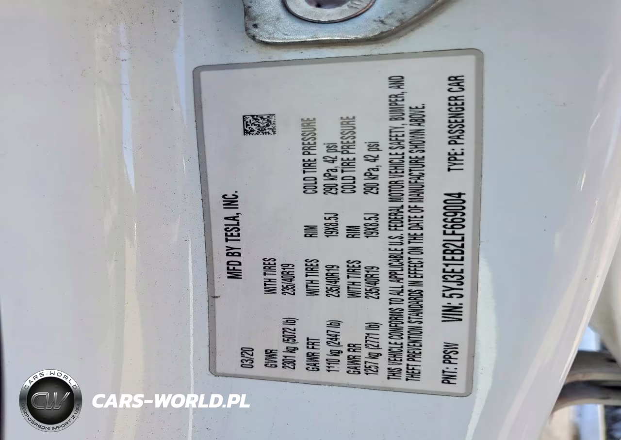 2020 Tesla Model 3 VIN:5YJ3E1EB2LF669004 - 12