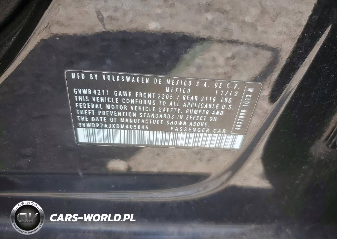 2013 Volkswagen Jetta Se VIN:3VWDP7AJXDM405845 - 12