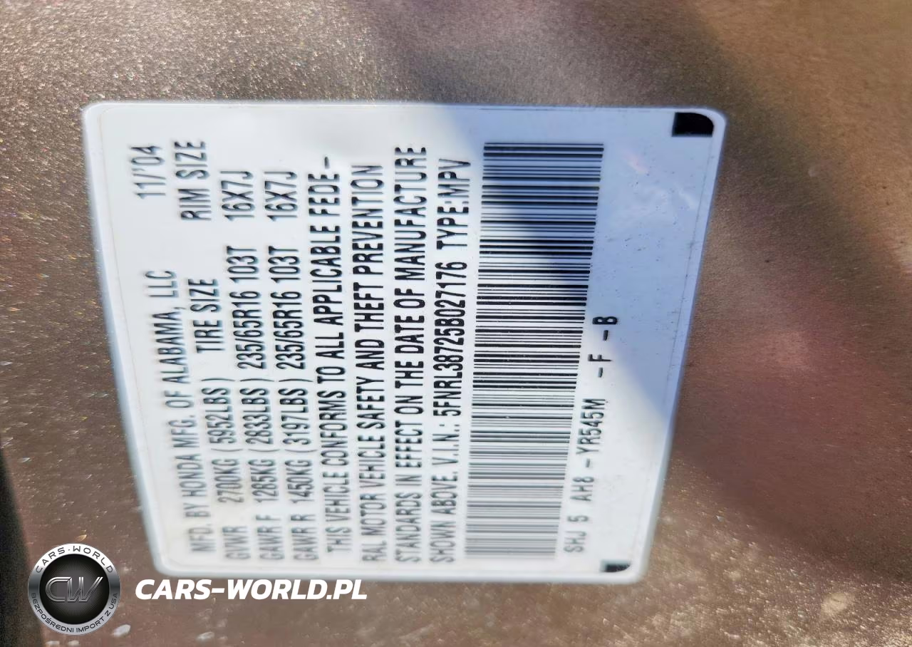 2005 Honda Odyssey Exl VIN:5FNRL38725B027176 - 13