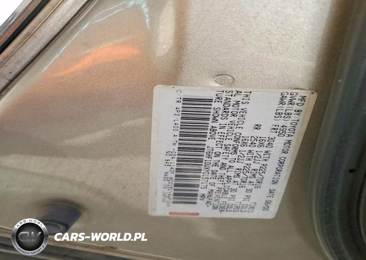 2000 Lexus Rx 300 VIN:JT6HF10UXY0157175 - 12