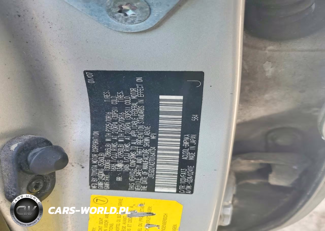2007 Toyota Highlander Base VIN:JTEGD21A270164734 - 13