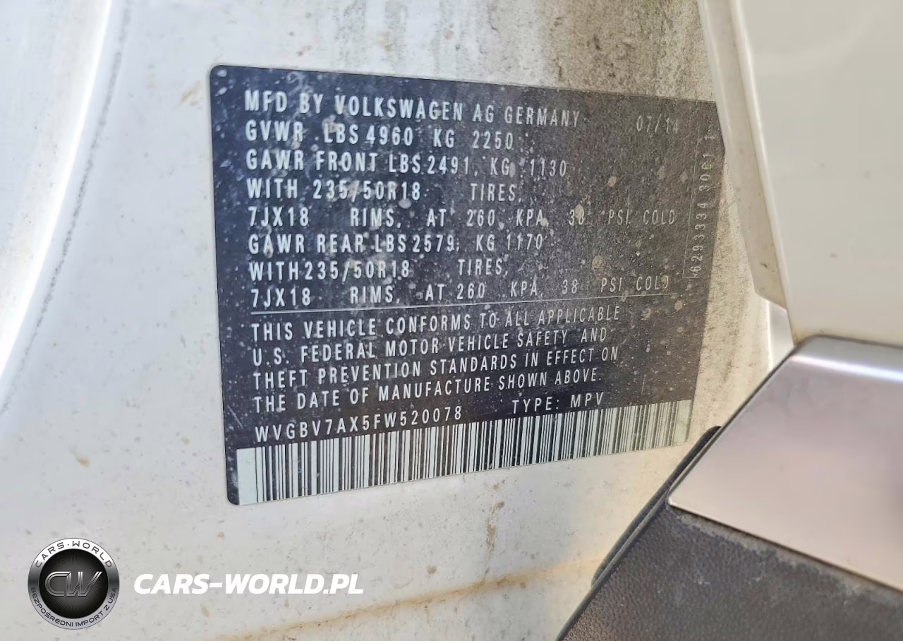 2015 Volkswagen Tiguan S VIN:WVGBV7AX5FW520078 - 13