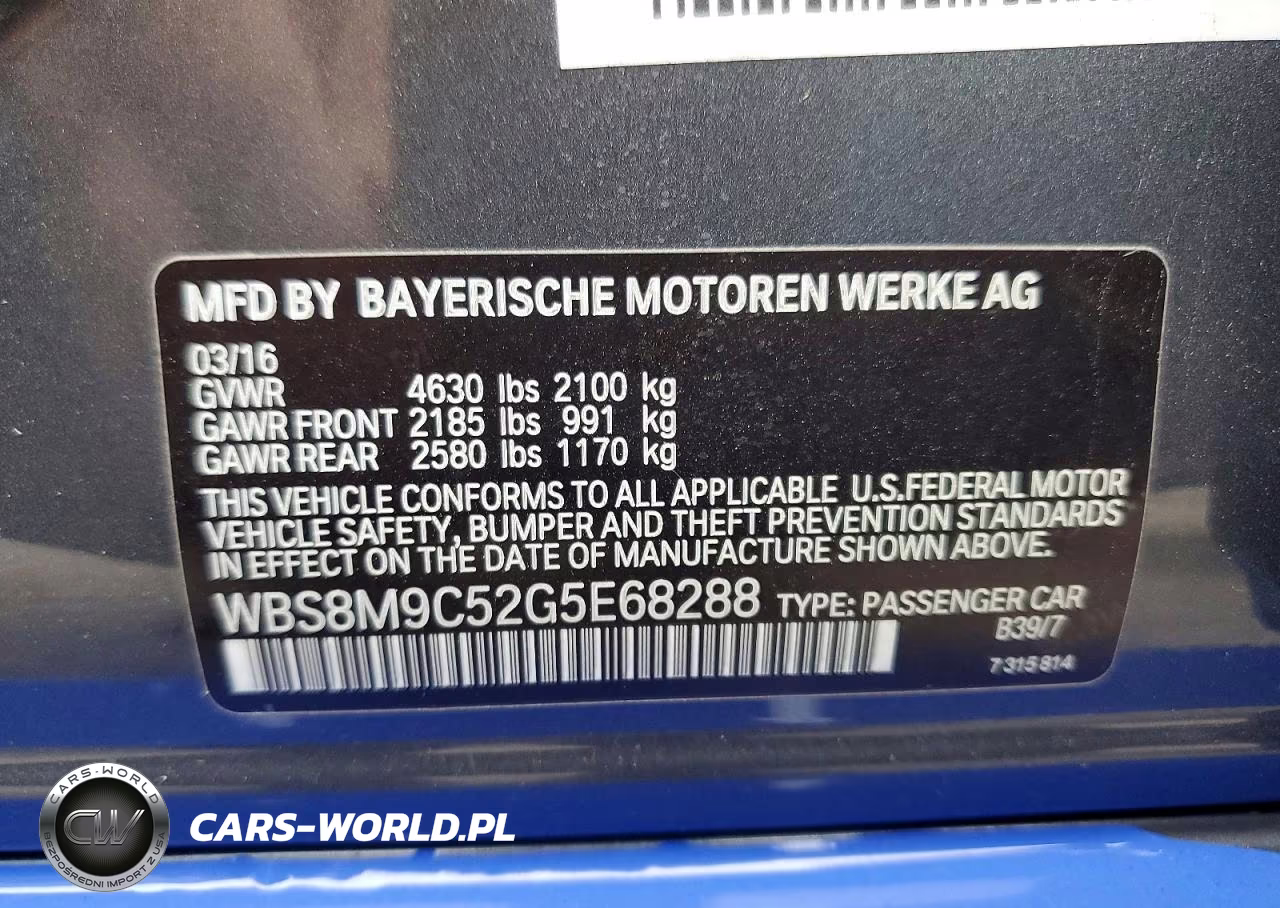 2016 BMW M3 VIN:WBS8M9C52G5E68288 - 13