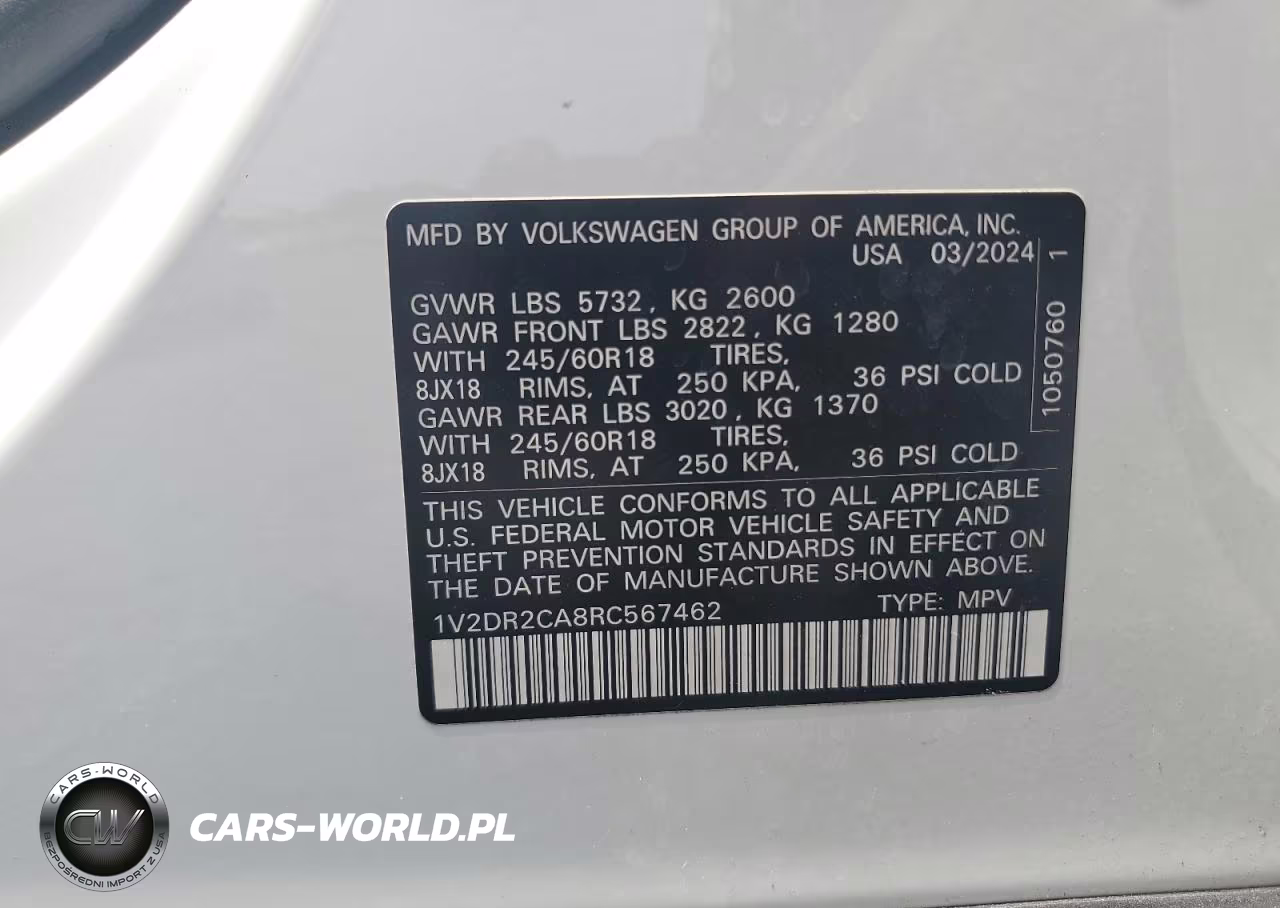 2024 Volkswagen Atlas Se VIN:1V2DR2CA8RC567462 - 13