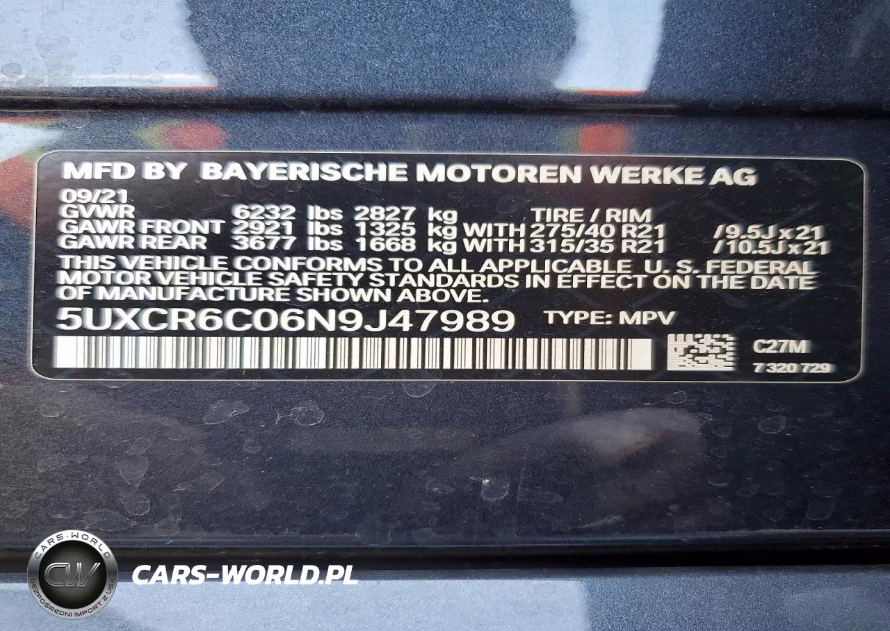 2022 BMW X5 xDrive40I VIN:5UXCR6C06N9J47989 - 14