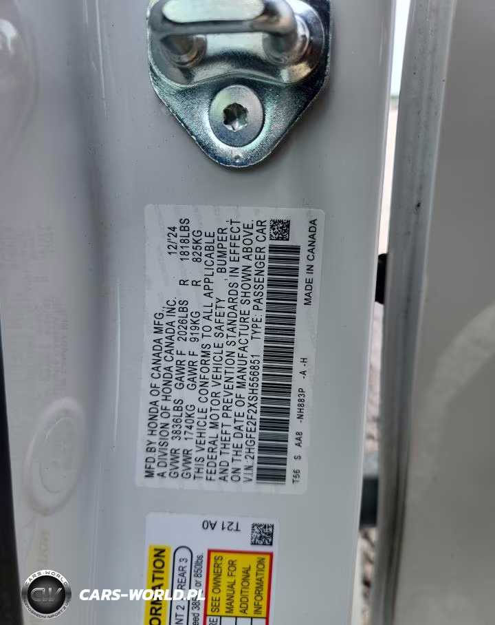 2025 Honda Civic Lx VIN:2HGFE2F2XSH556851 - 12