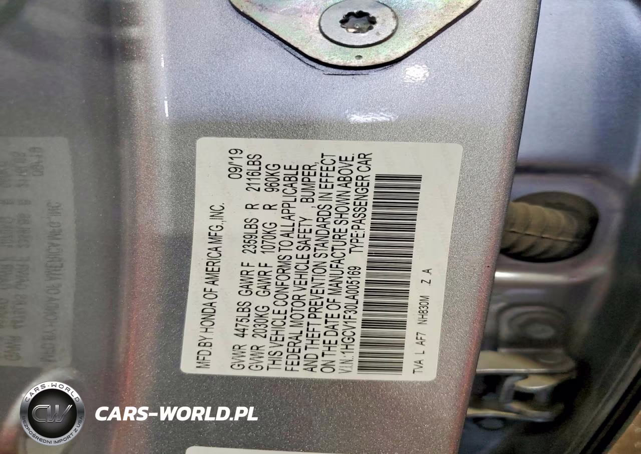 2020 Honda Accord Sport VIN:1HGCV1F30LA005169 - 12