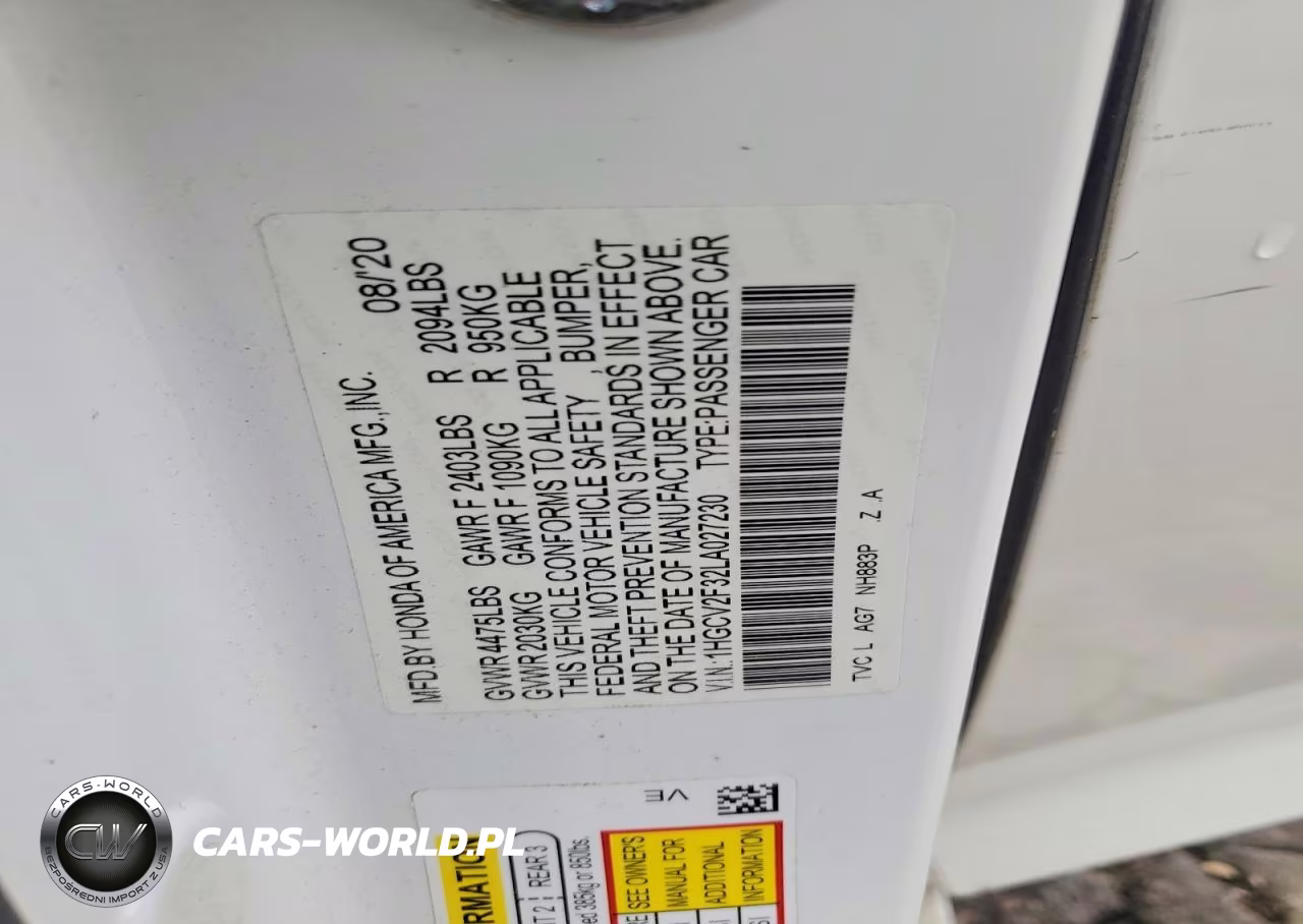 2020 Honda Accord Sport VIN:1HGCV2F32LA027230 - 12