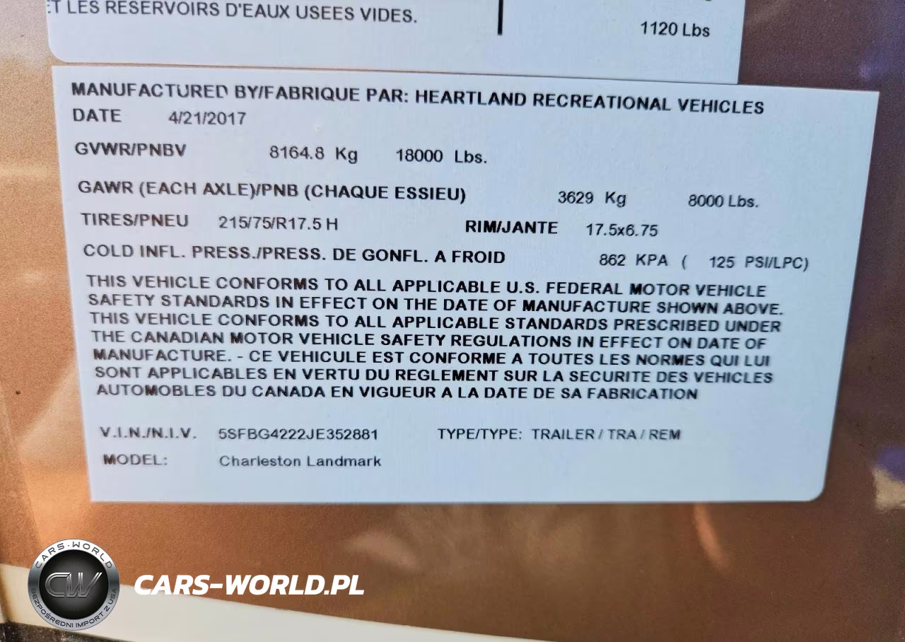 2018 Heartland Landmark Camper VIN:5SFBG4222JE352881 - 8