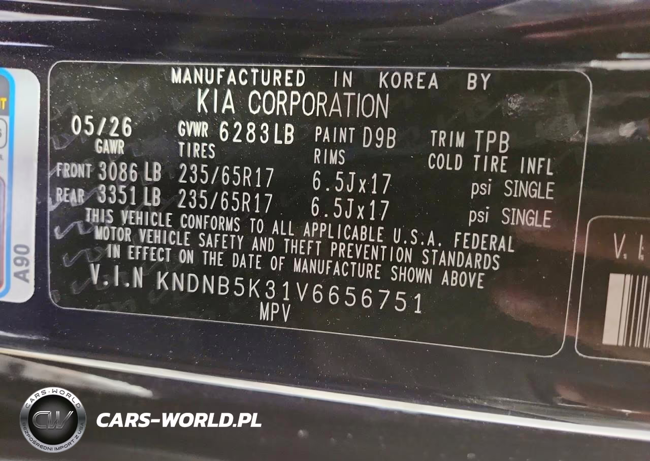 2027 Kia Carnival Lxs VIN:KNDNB5K31V6656751 - 14