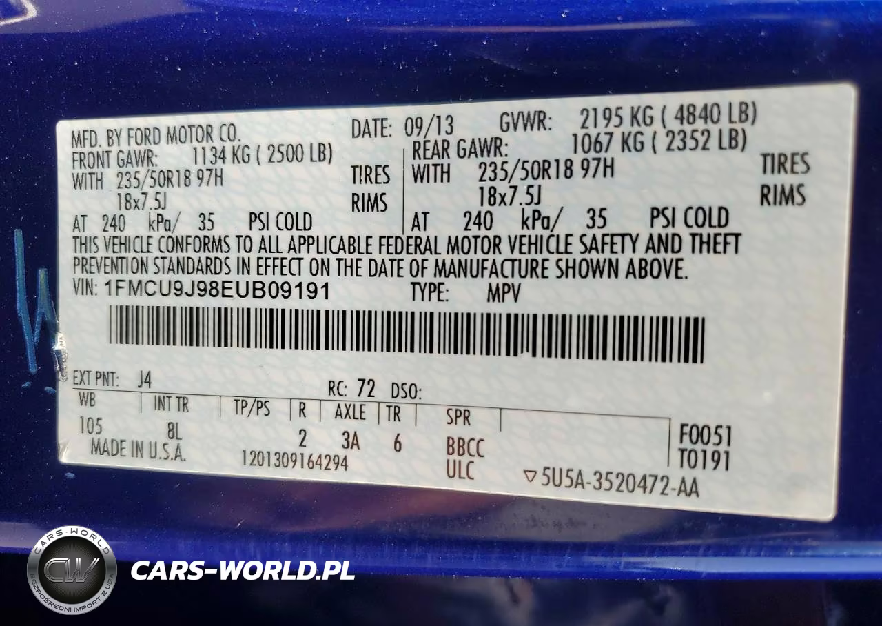 2014 Ford Escape Titanium VIN:1FMCU9J98EUB09191 - 13