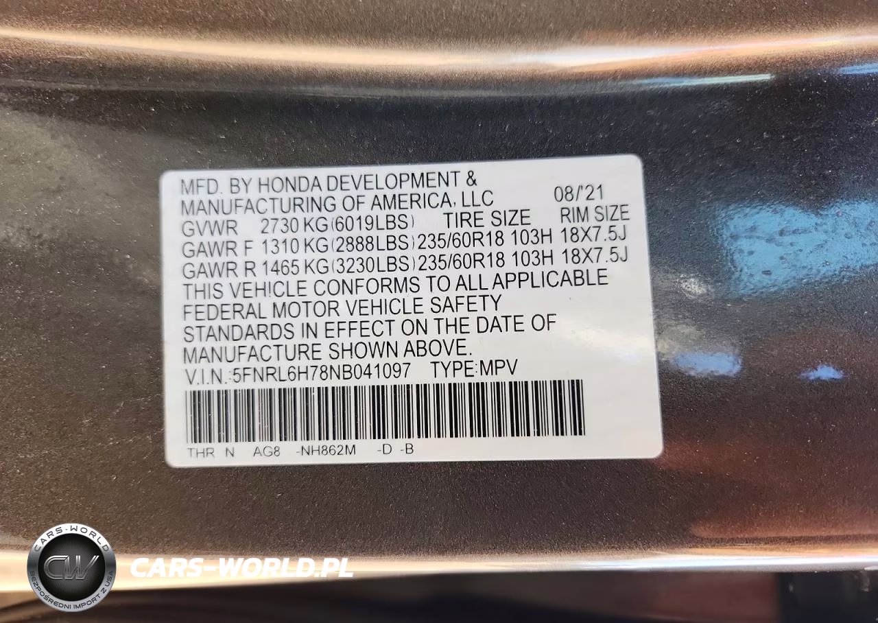 2022 Honda Odyssey Exl VIN:5FNRL6H78NB041097 - 13