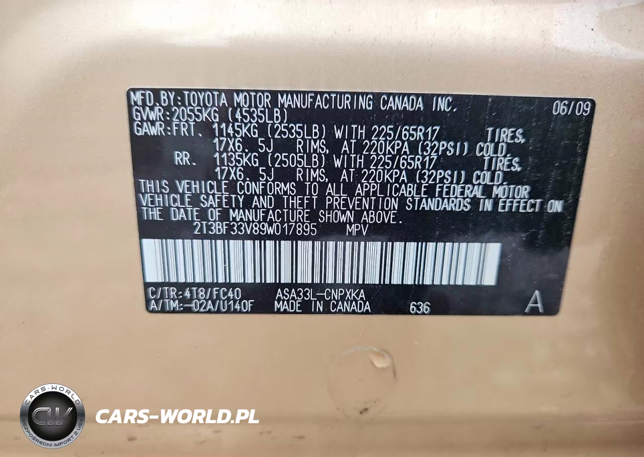 2009 Toyota Rav4 Base VIN:2T3BF33V89W017895 - 14