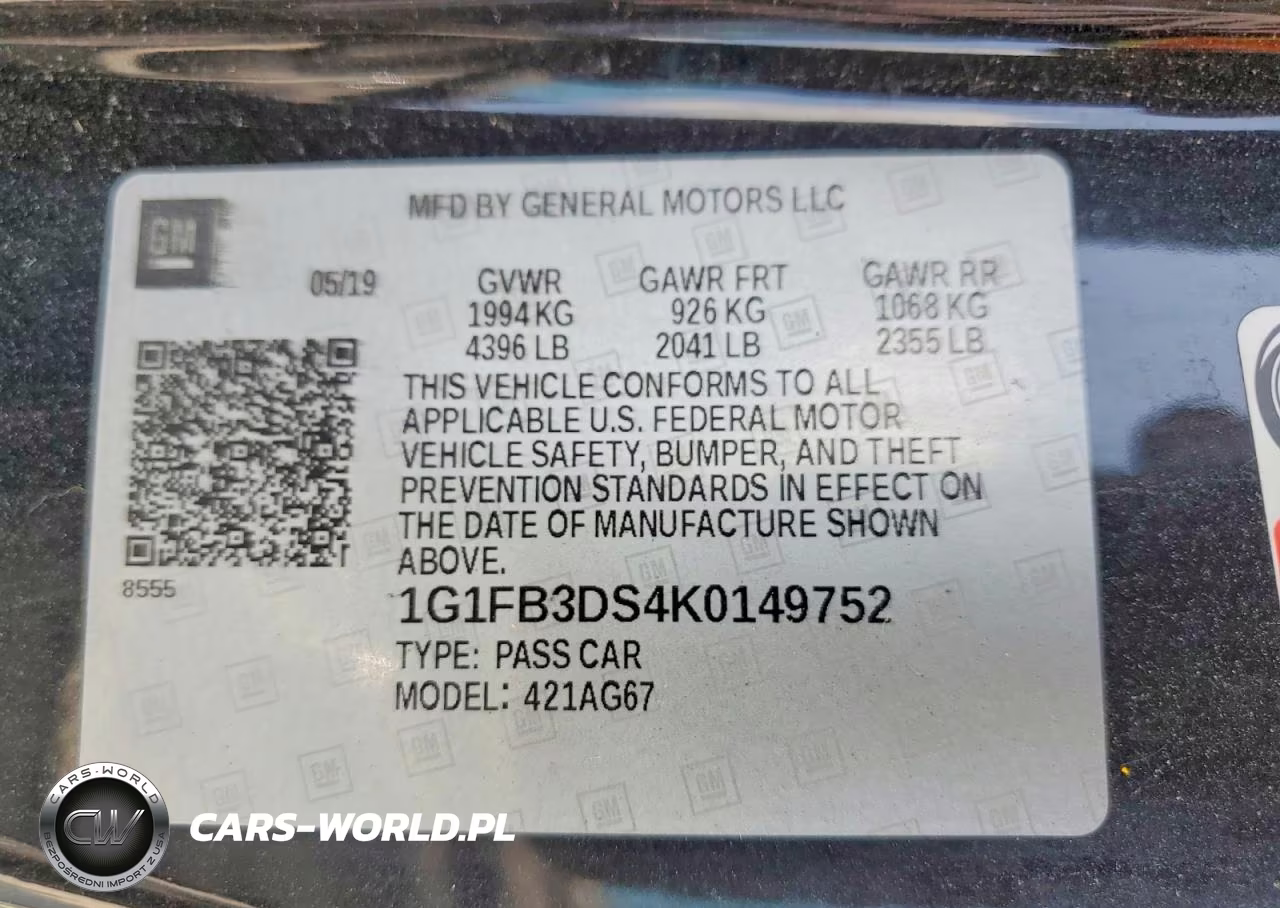 2019 Chevrolet Camaro Ls VIN:1G1FB3DS4K0149752 - 13