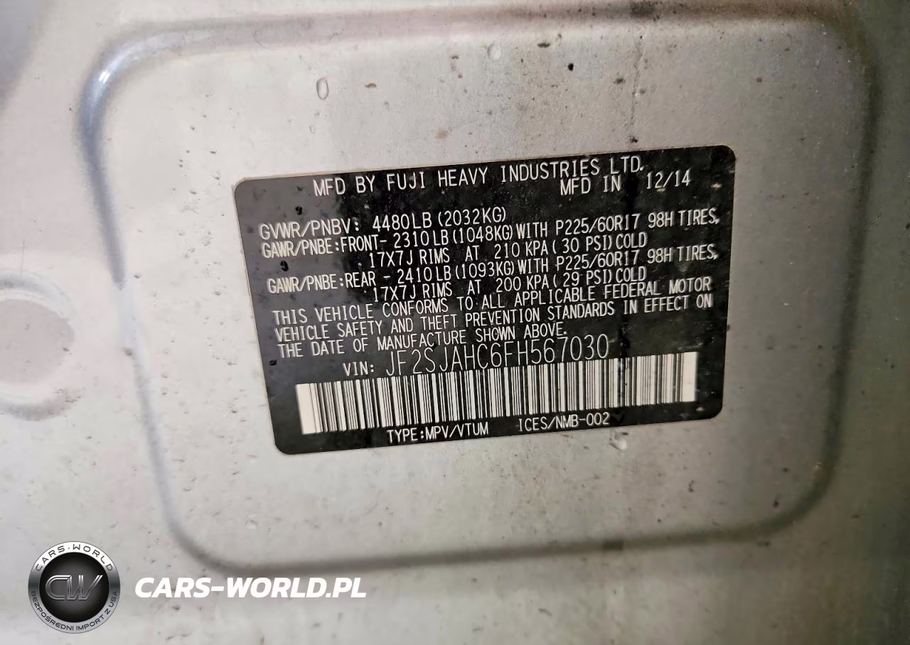 2015 Subaru Forester 2.5I Limited VIN:JF2SJAHC6FH567030 - 13