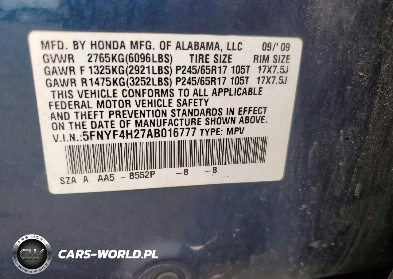 2010 Honda Pilot Lx VIN:5FNYF4H27AB016777 - 12