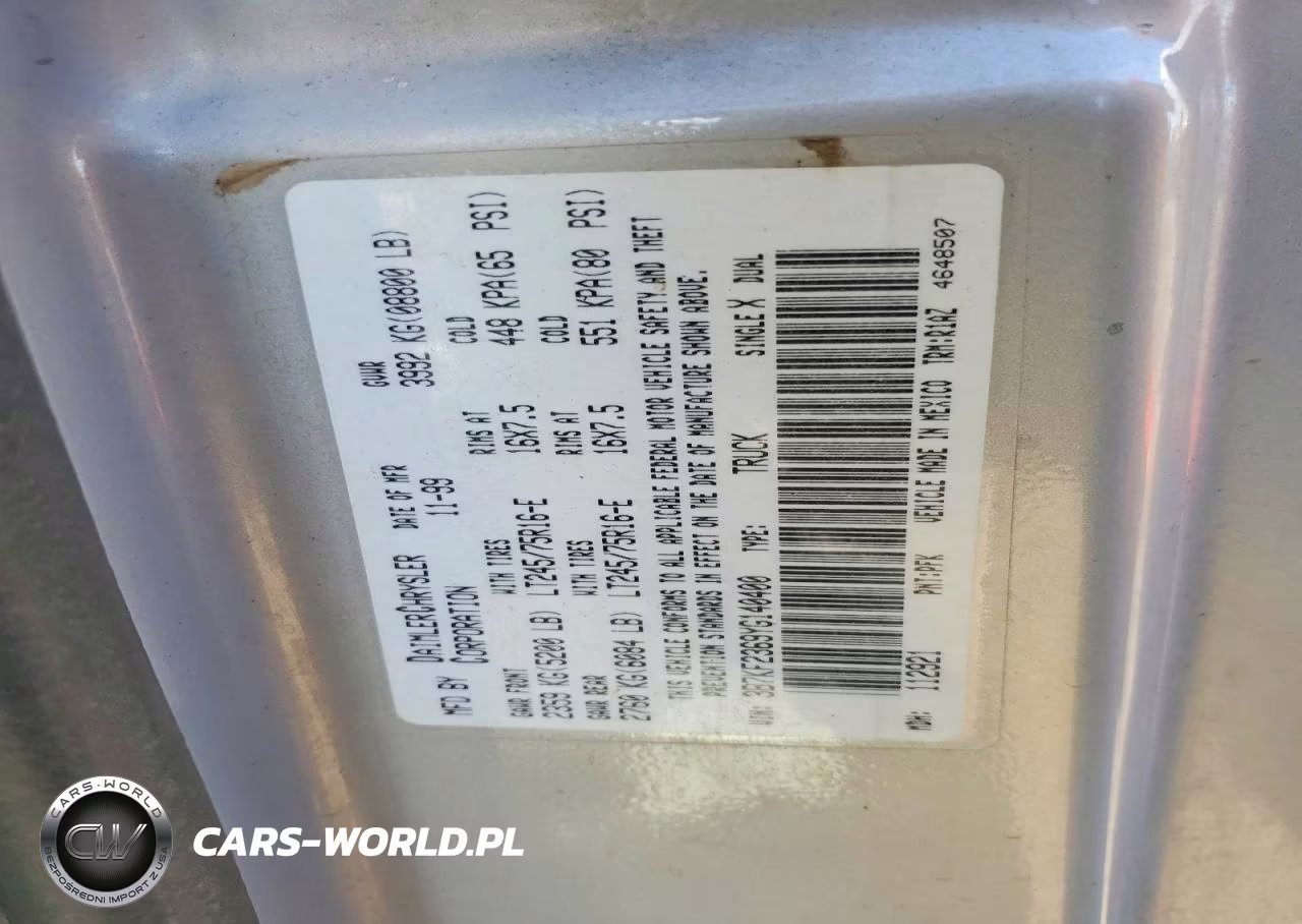2000 Dodge Ram 2500 VIN:3B7KF2369YG140400 - 12