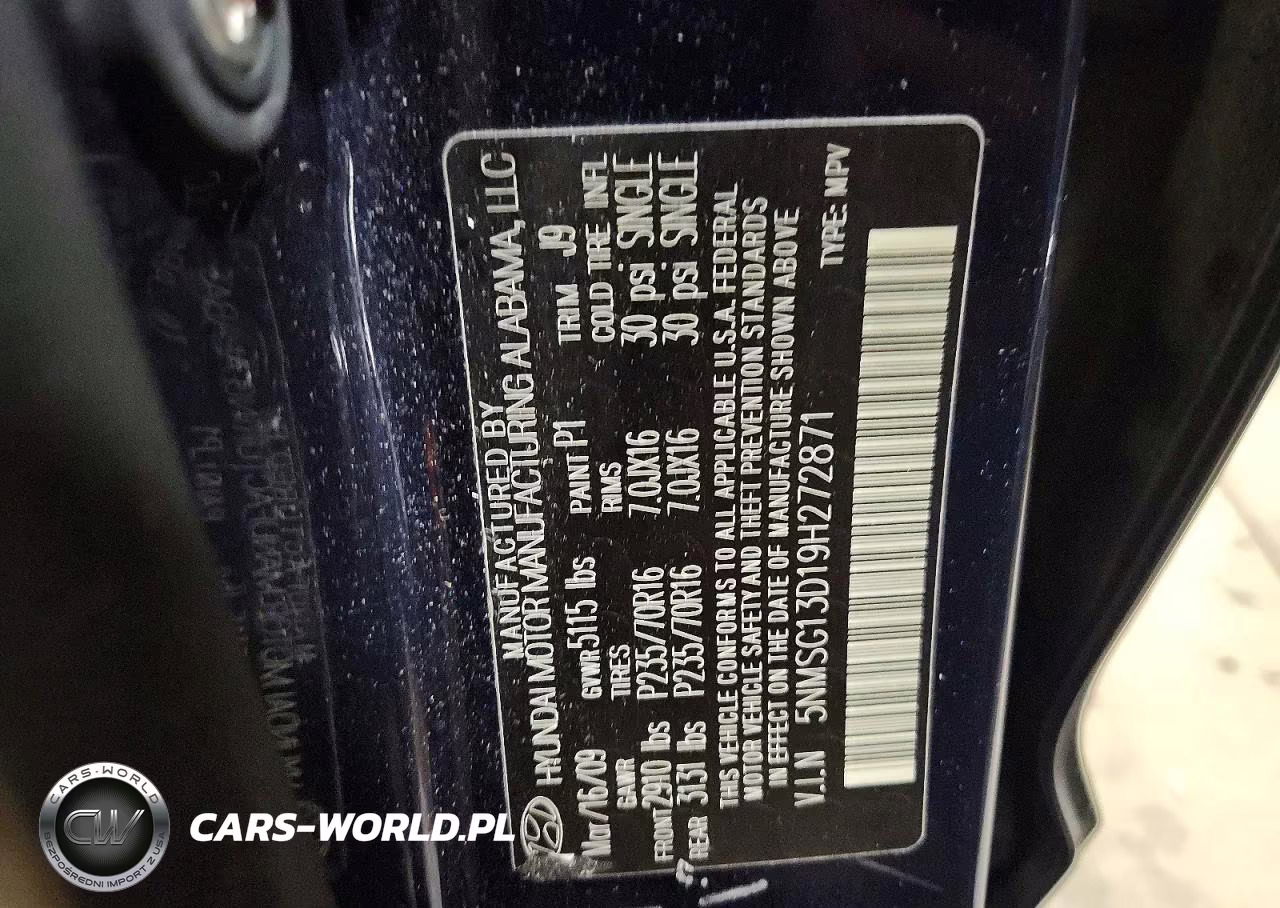 2009 Hyundai Santa Fe Gls VIN:5NMSG13D19H272871 - 13
