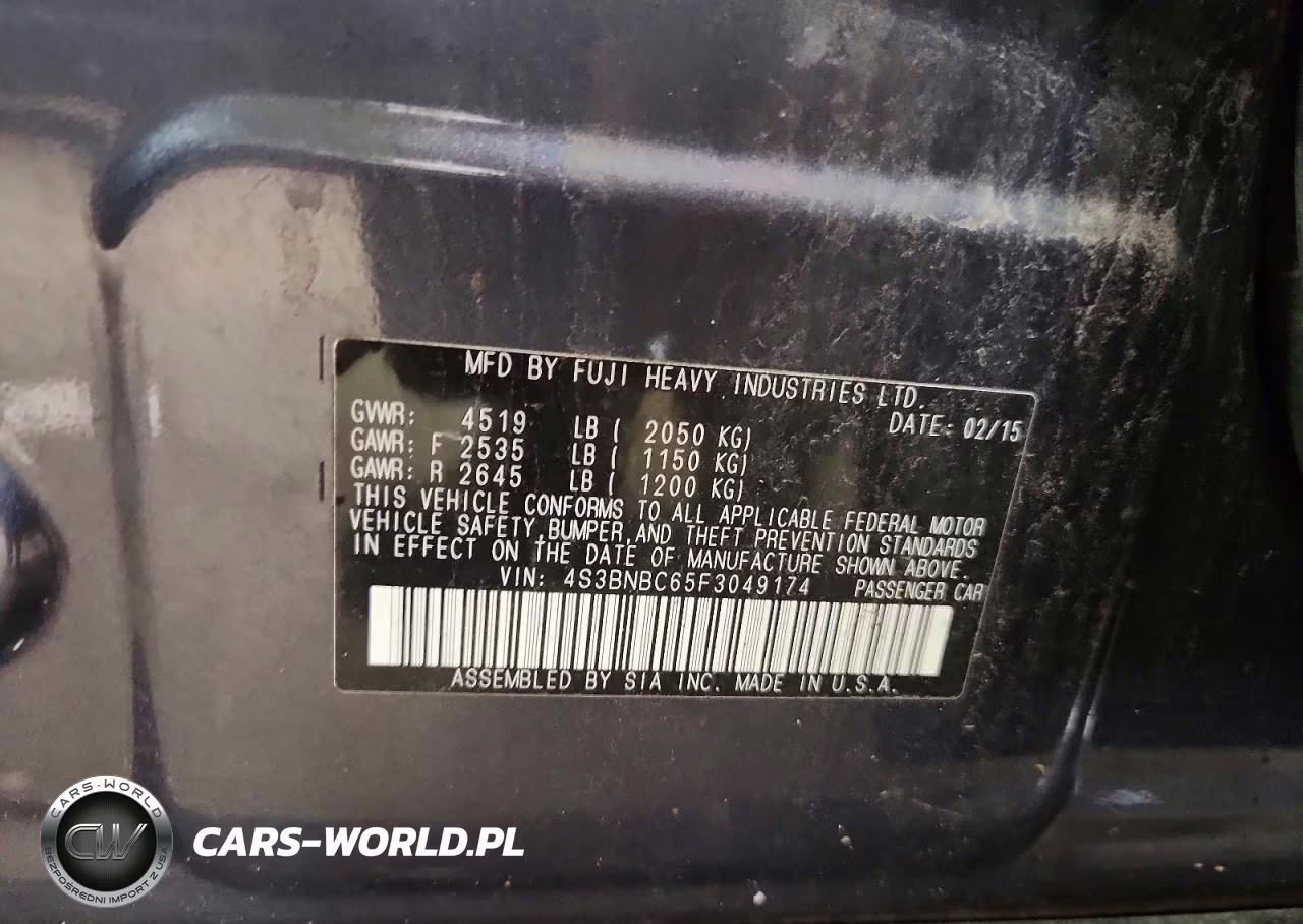2015 Subaru Legacy 2.5I Premium VIN:4S3BNBC65F3049174 - 12
