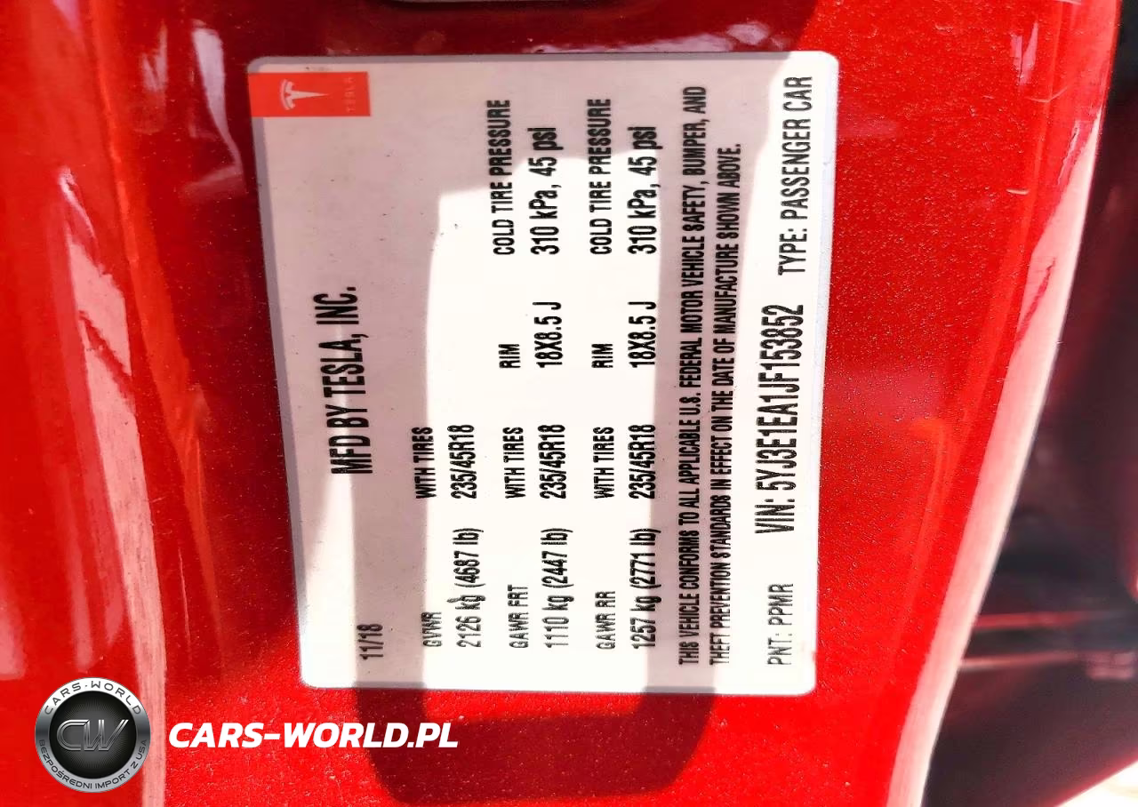 2018 Tesla Model 3 VIN:5YJ3E1EA1JF153852 - 13