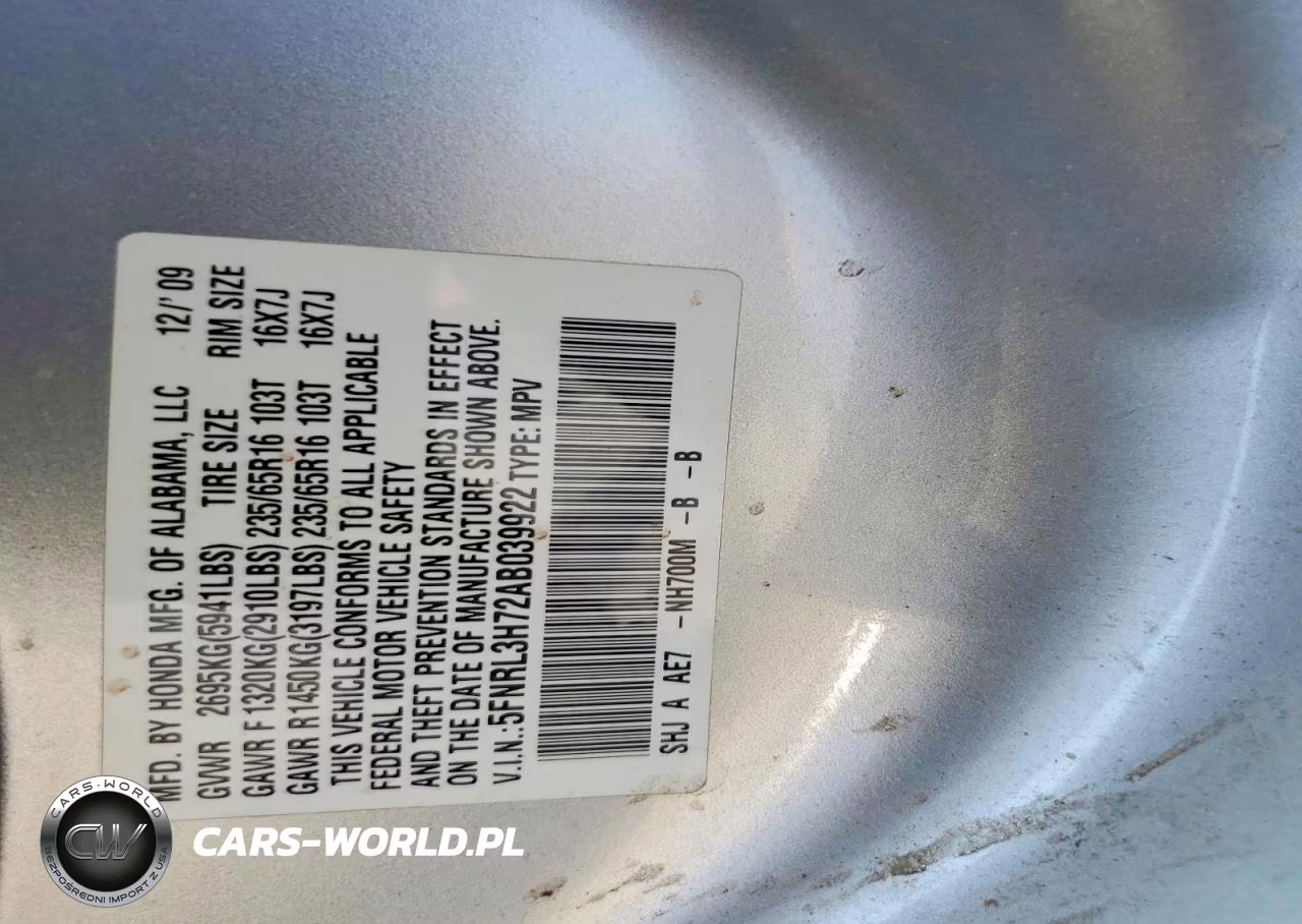 2010 Honda Odyssey Exl VIN:5FNRL3H72AB039922 - 13