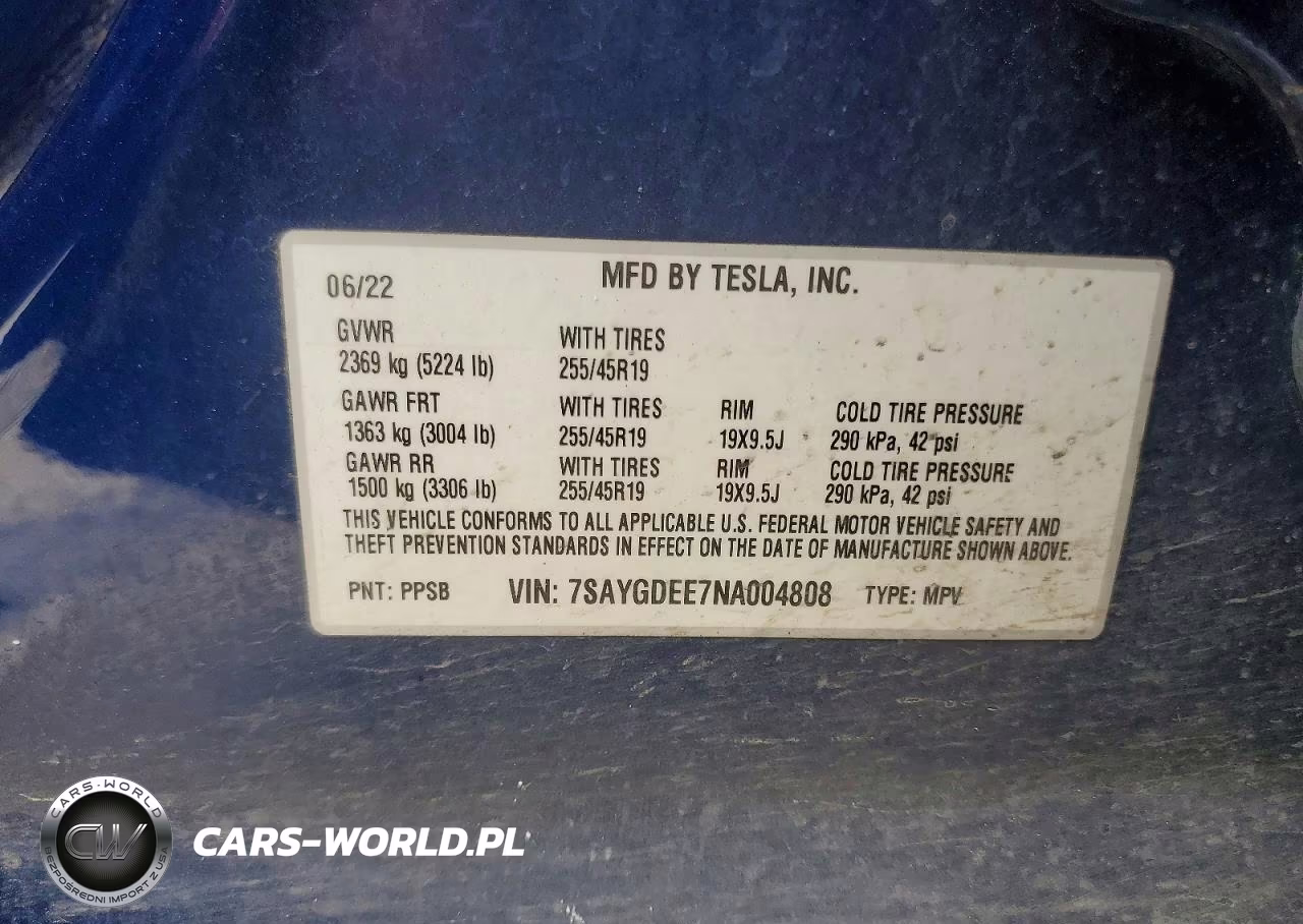 2022 Tesla Model Y VIN:7SAYGDEE7NA004808 - 13