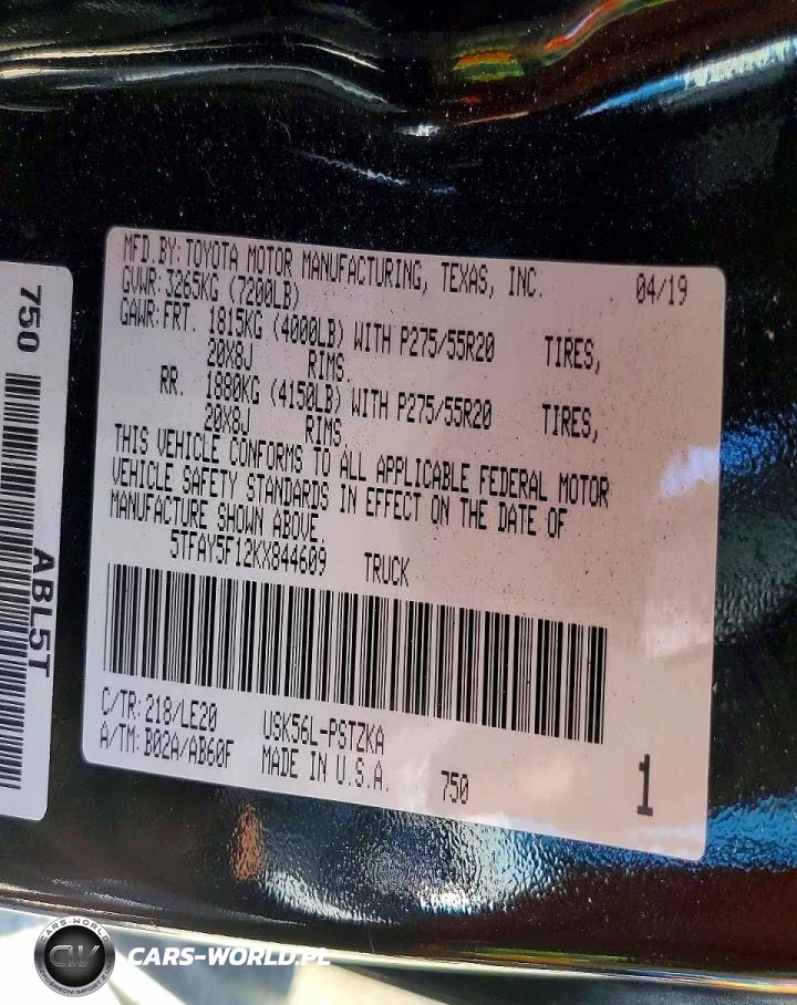 2019 Toyota Tundra Platinum VIN:5TFAY5F12KX844609 - 13