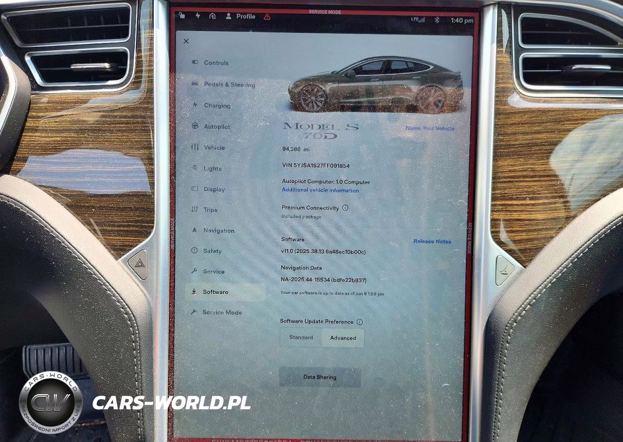 2015 Tesla Model S 70D VIN:5YJSA1S27FF091854 - 9