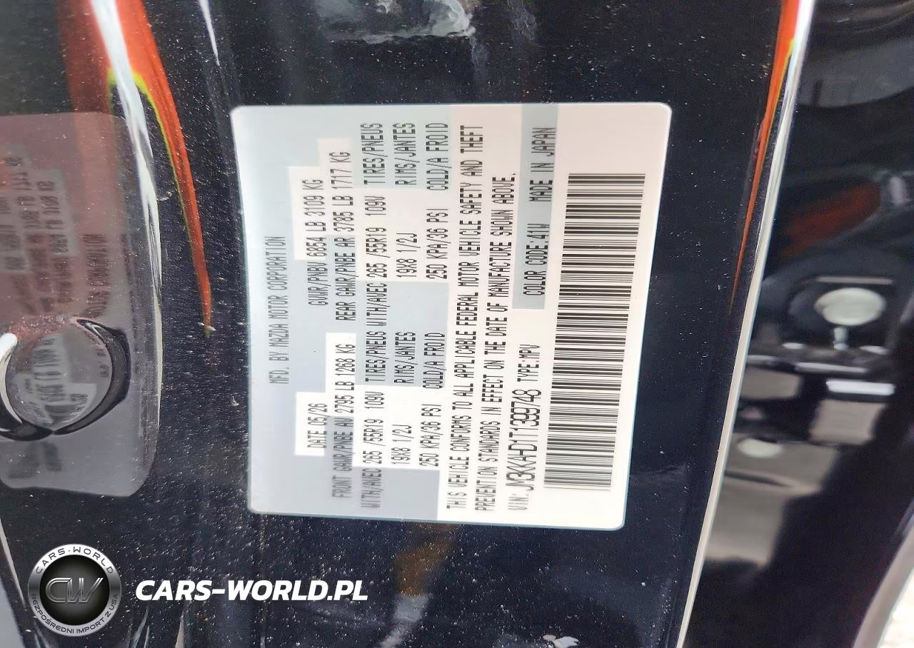 2026 Mazda Cx-90 Select VIN:JM3KKAHD1T1399748 - 13