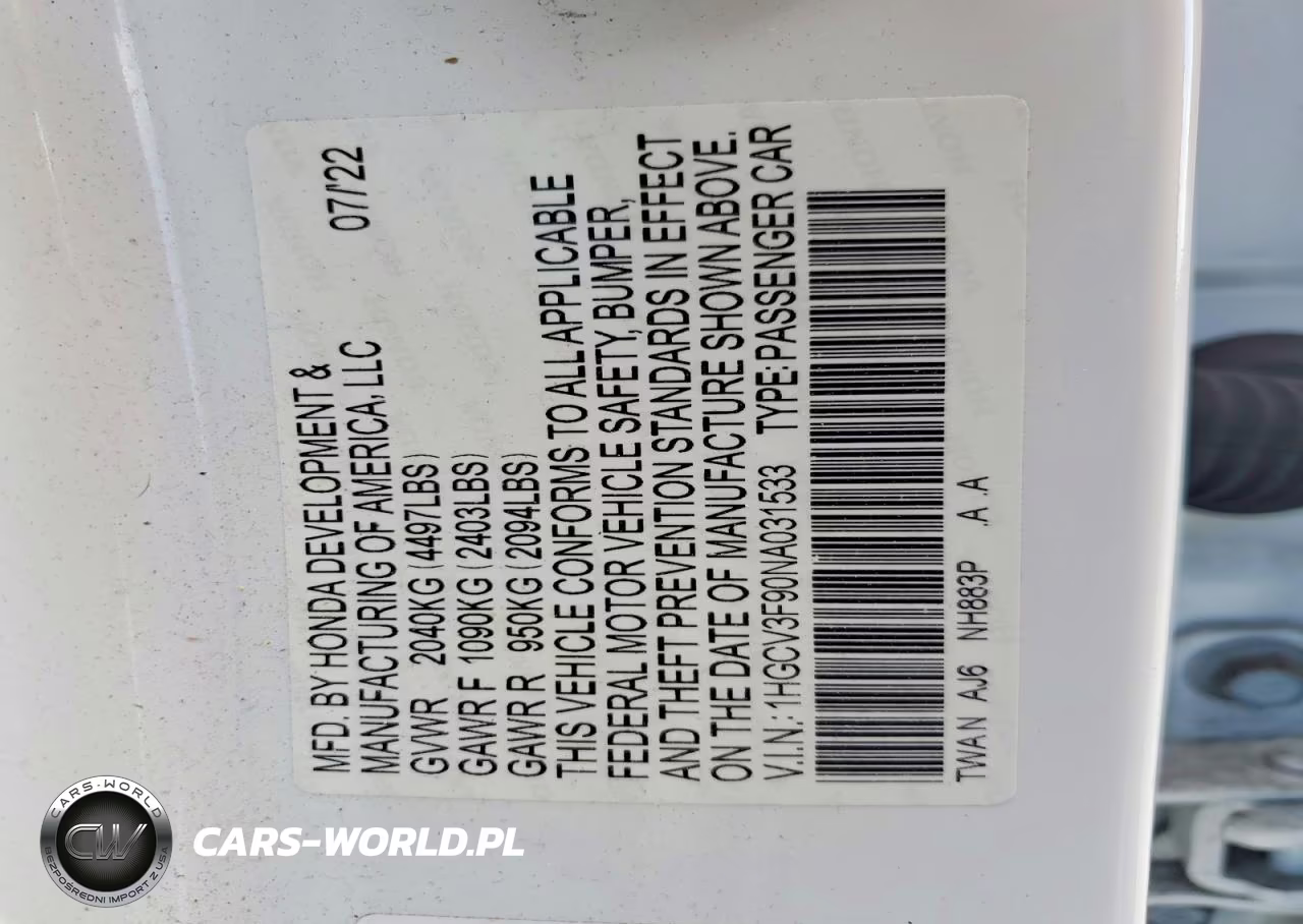2022 Honda Accord Touring Hybrid VIN:1HGCV3F90NA031533 - 12