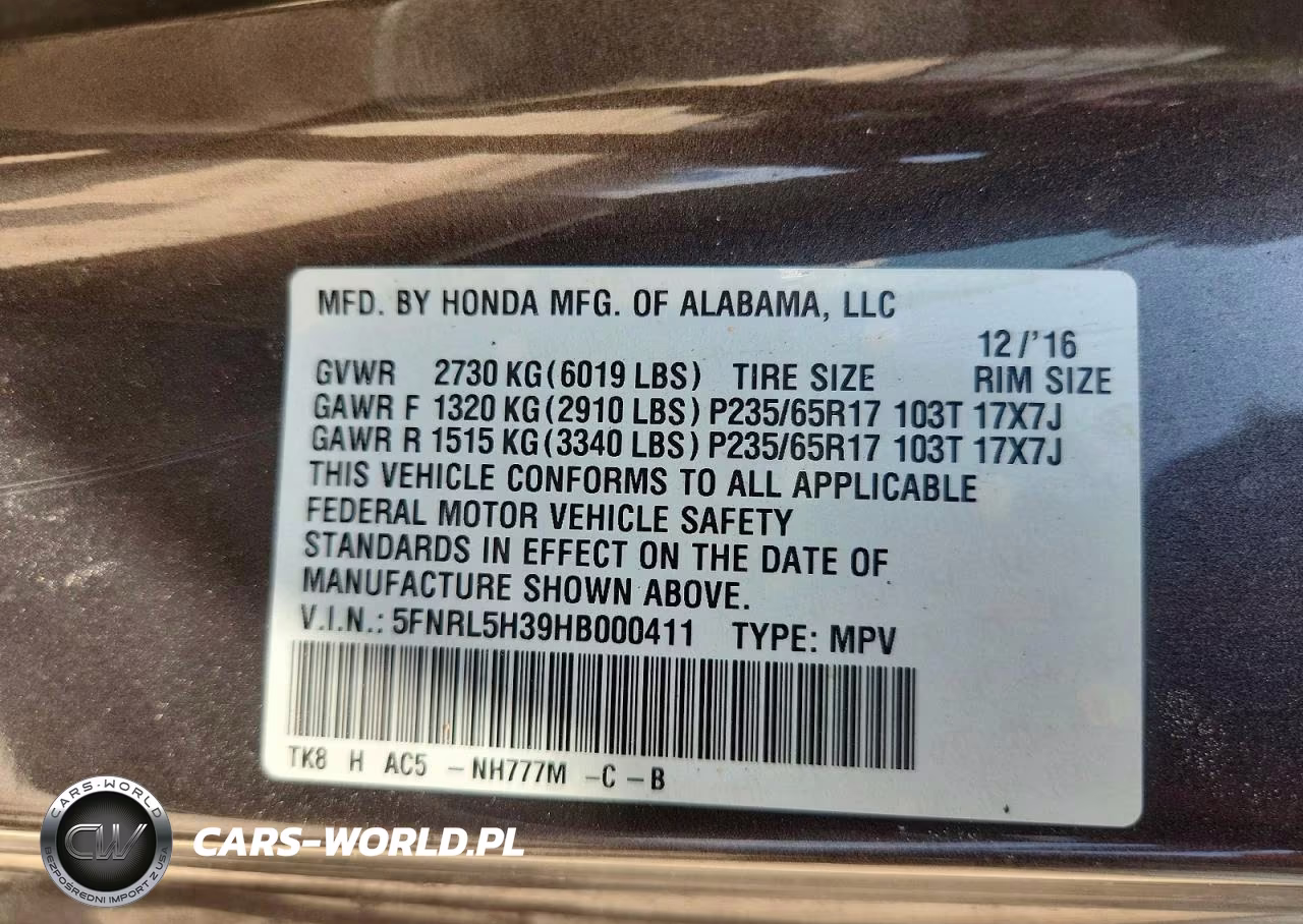 2017 Honda Odyssey Se VIN:5FNRL5H39HB000411 - 13