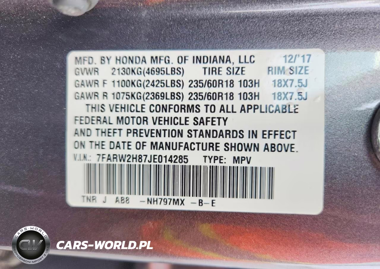 2018 Honda Cr-V Exl VIN:7FARW2H87JE014285 - 13