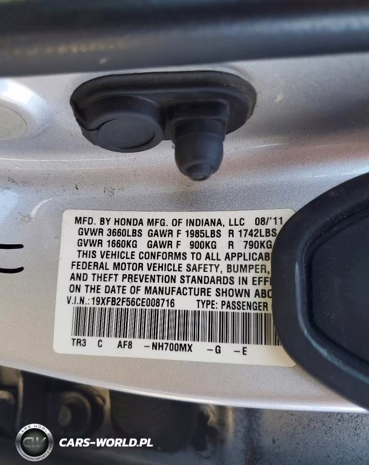 2012 Honda Civic Lx VIN:19XFB2F56CE008716 - 13