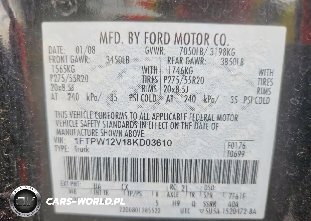 2008 Ford F150 Supercrew VIN:1FTPW12V18KD03610 - 12