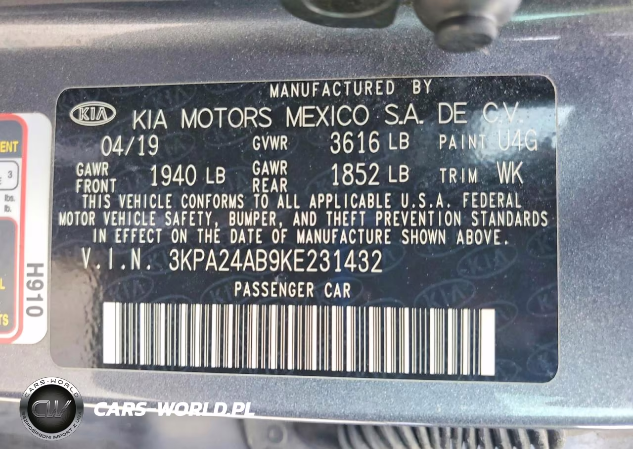 2019 Kia Rio S VIN:3KPA24AB9KE231432 - 12