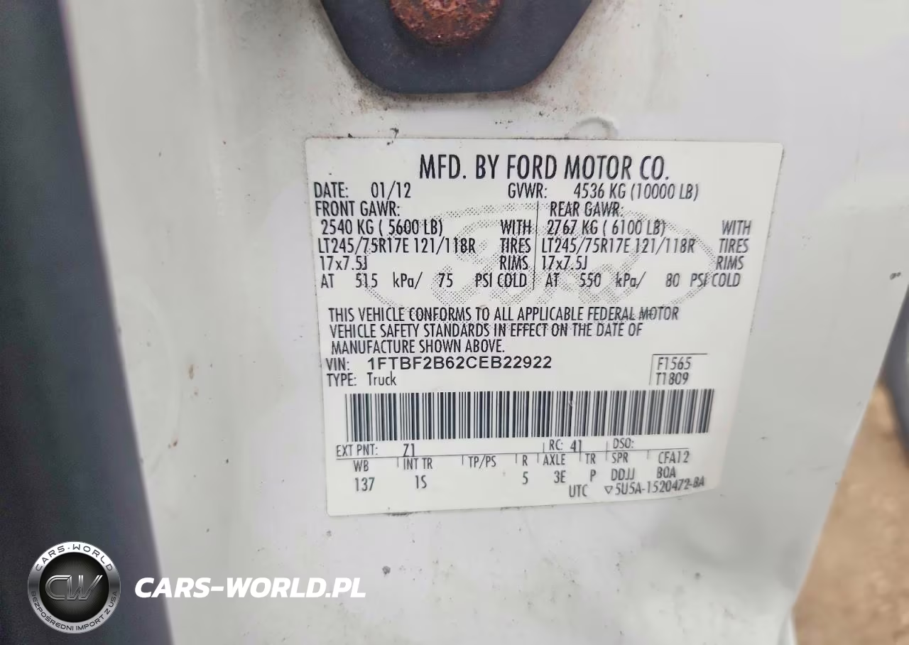 2012 Ford F250 Super Duty VIN:1FTBF2B62CEB22922 - 12