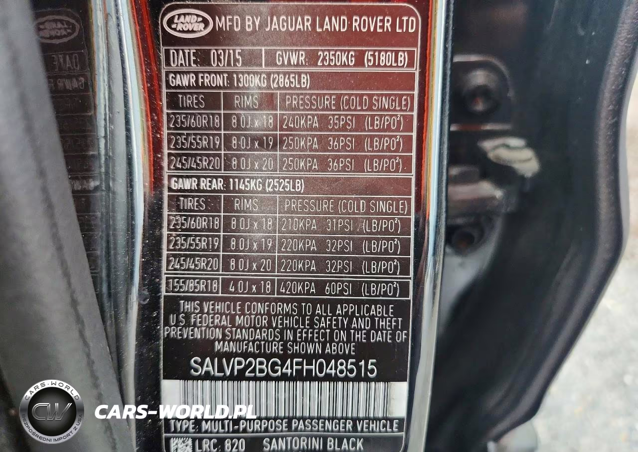 2015 Land Rover Range Rover Evoque Pure Plus VIN:SALVP2BG4FH048515 - 13