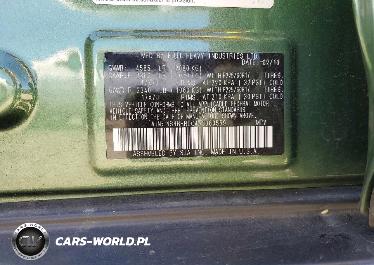 2010 Subaru Outback 2.5I Limited VIN:4S4BRBLC4A3360559 - 13