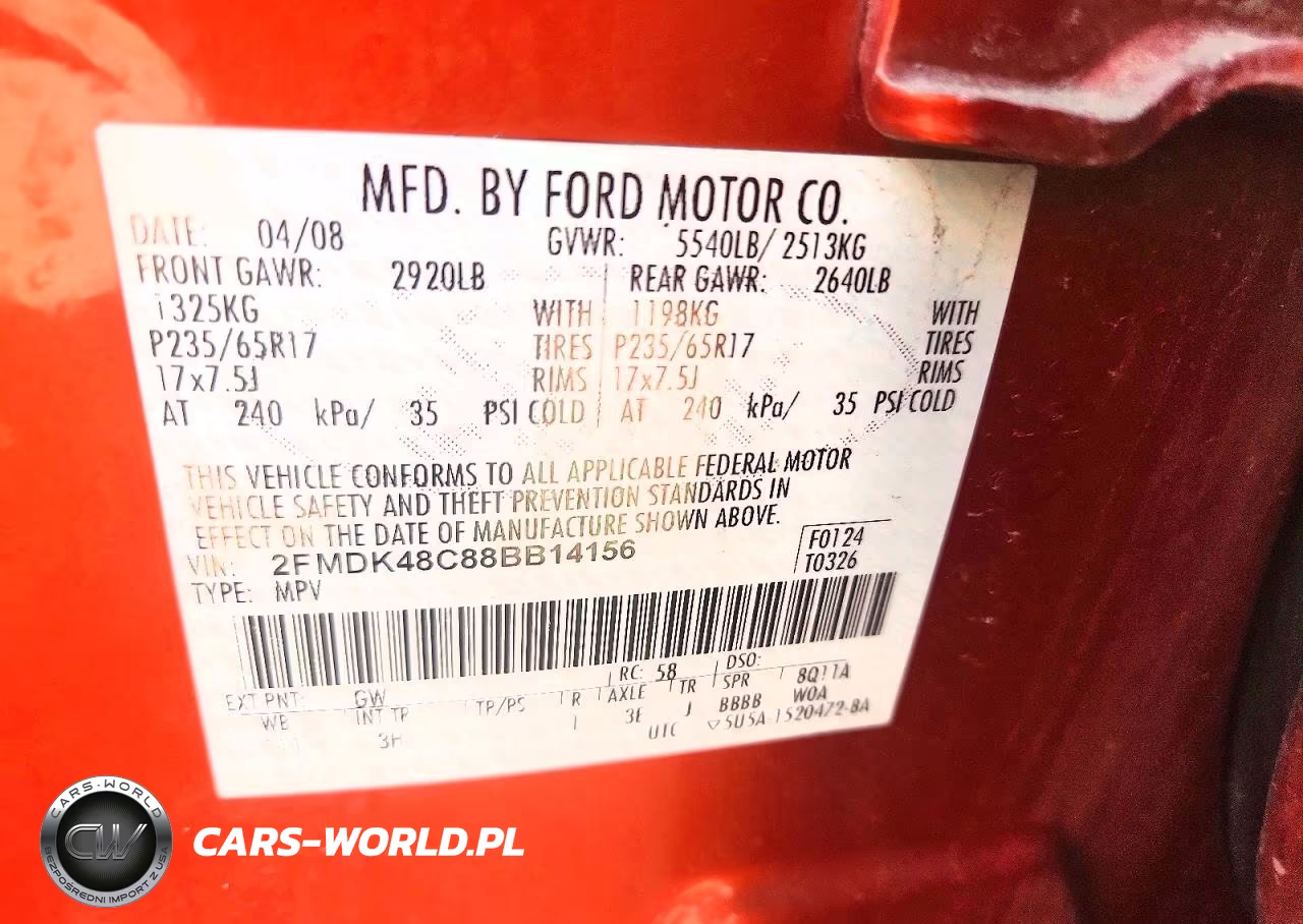 2008 Ford Edge Sel VIN:2FMDK48C88BB14156 - 12