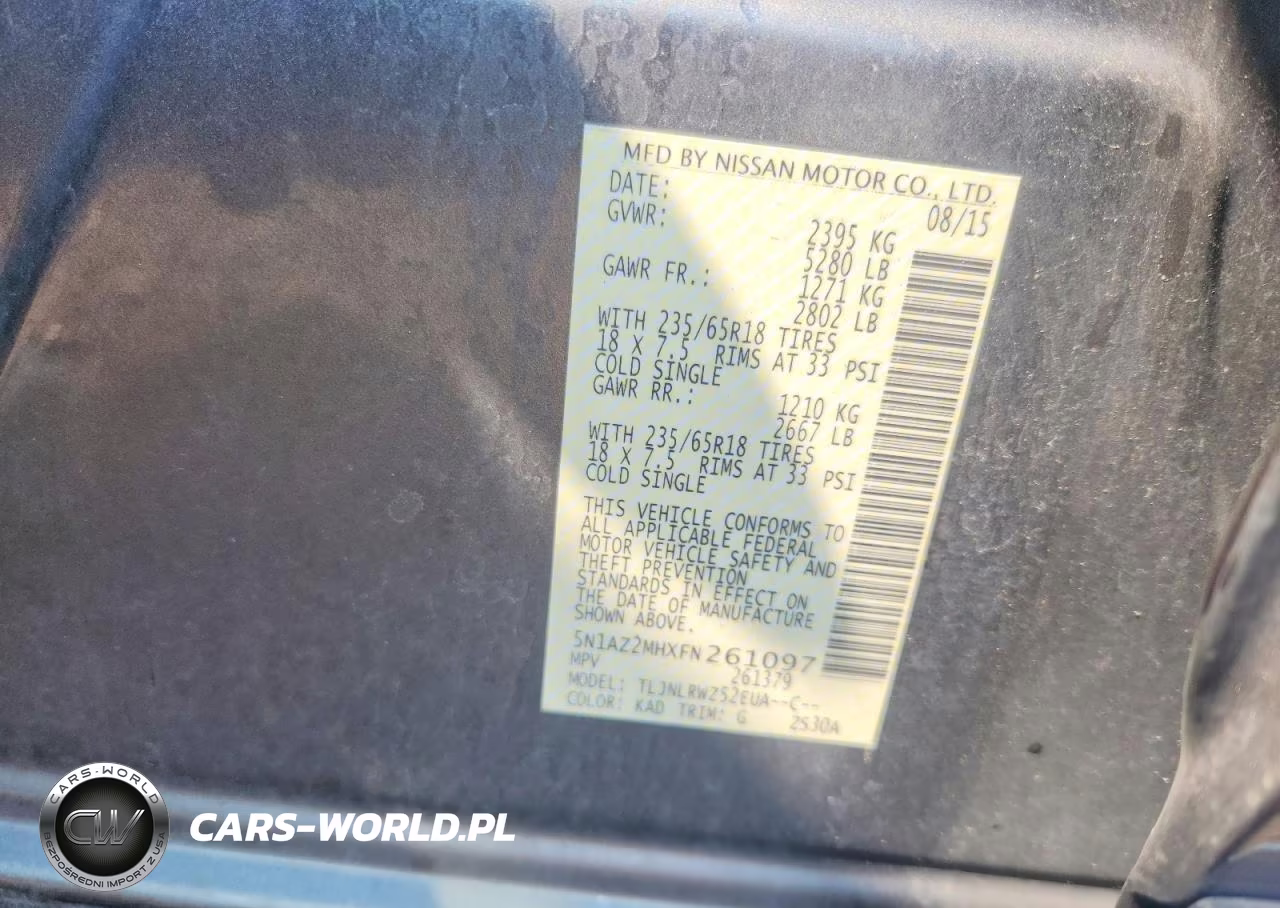 2015 Nissan Murano Sl VIN:5N1AZ2MHXFN261097 - 13