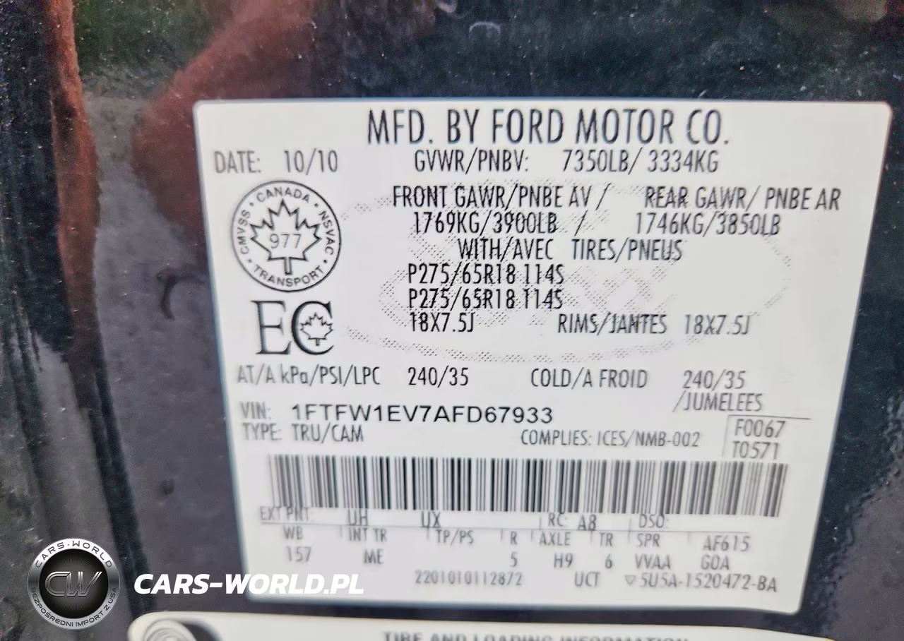 2010 Ford F150 Supercrew VIN:1FTFW1EV7AFD67933 - 12