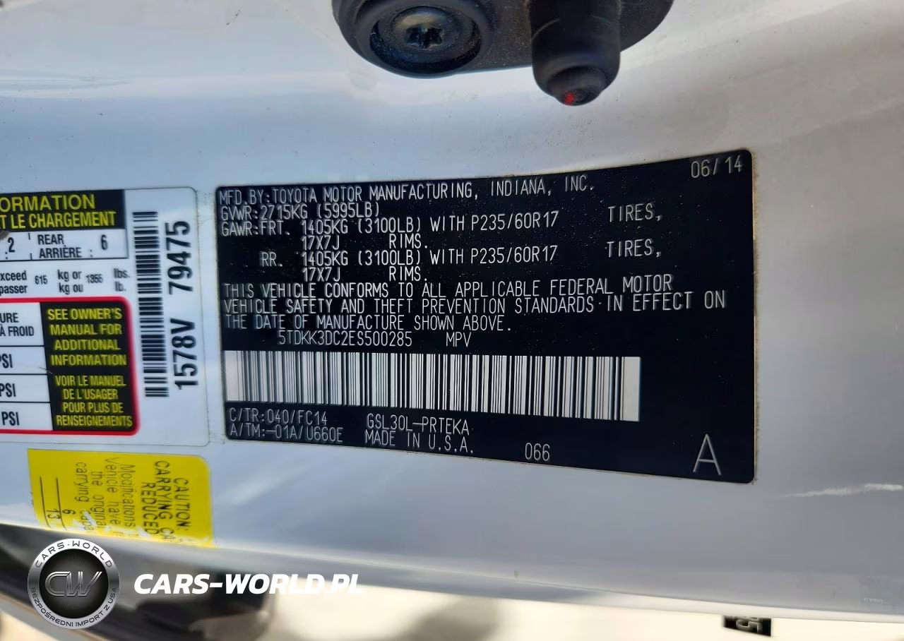 2014 Toyota Sienna Le VIN:5TDKK3DC2ES500285 - 12