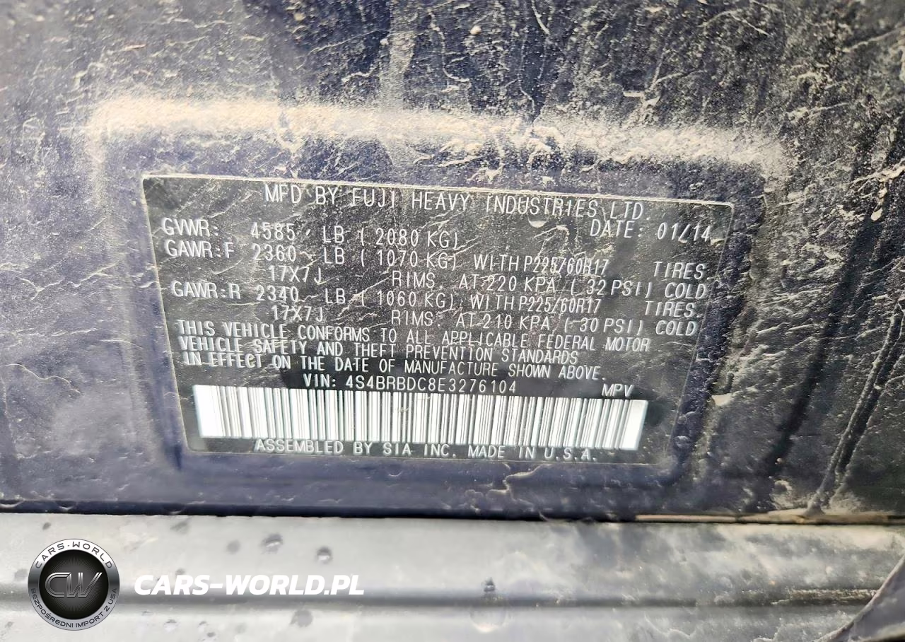 2014 Subaru Outback 2.5I Premium VIN:4S4BRBDC8E3276104 - 13