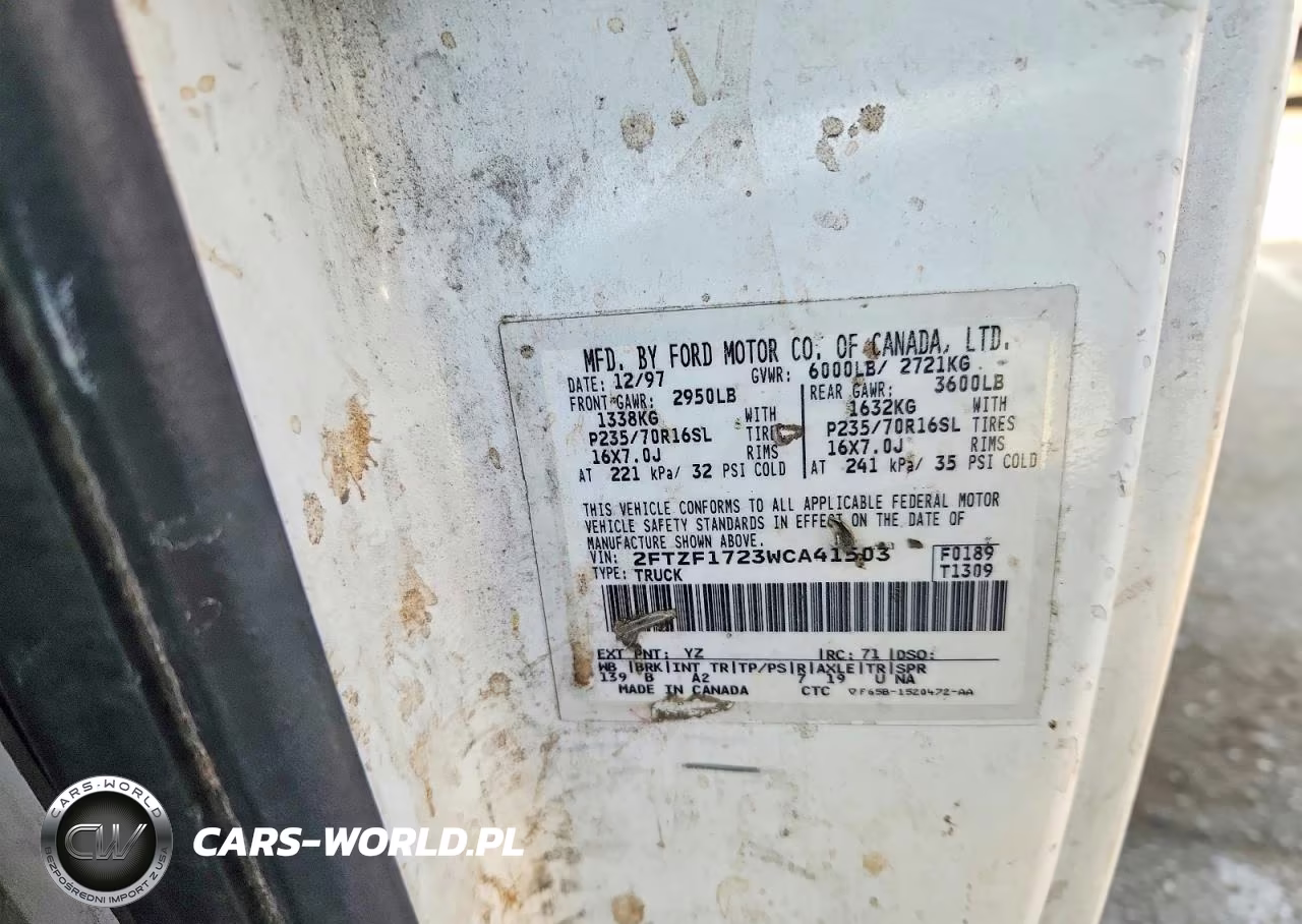 1998 Ford F150 VIN:2FTZF1723WCA41503 - 12
