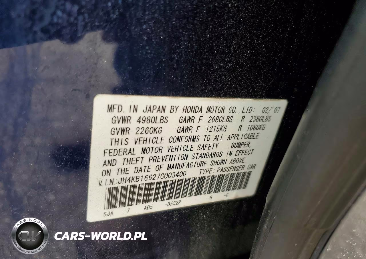2007 Acura Rl VIN:JH4KB16627C003400 - 12