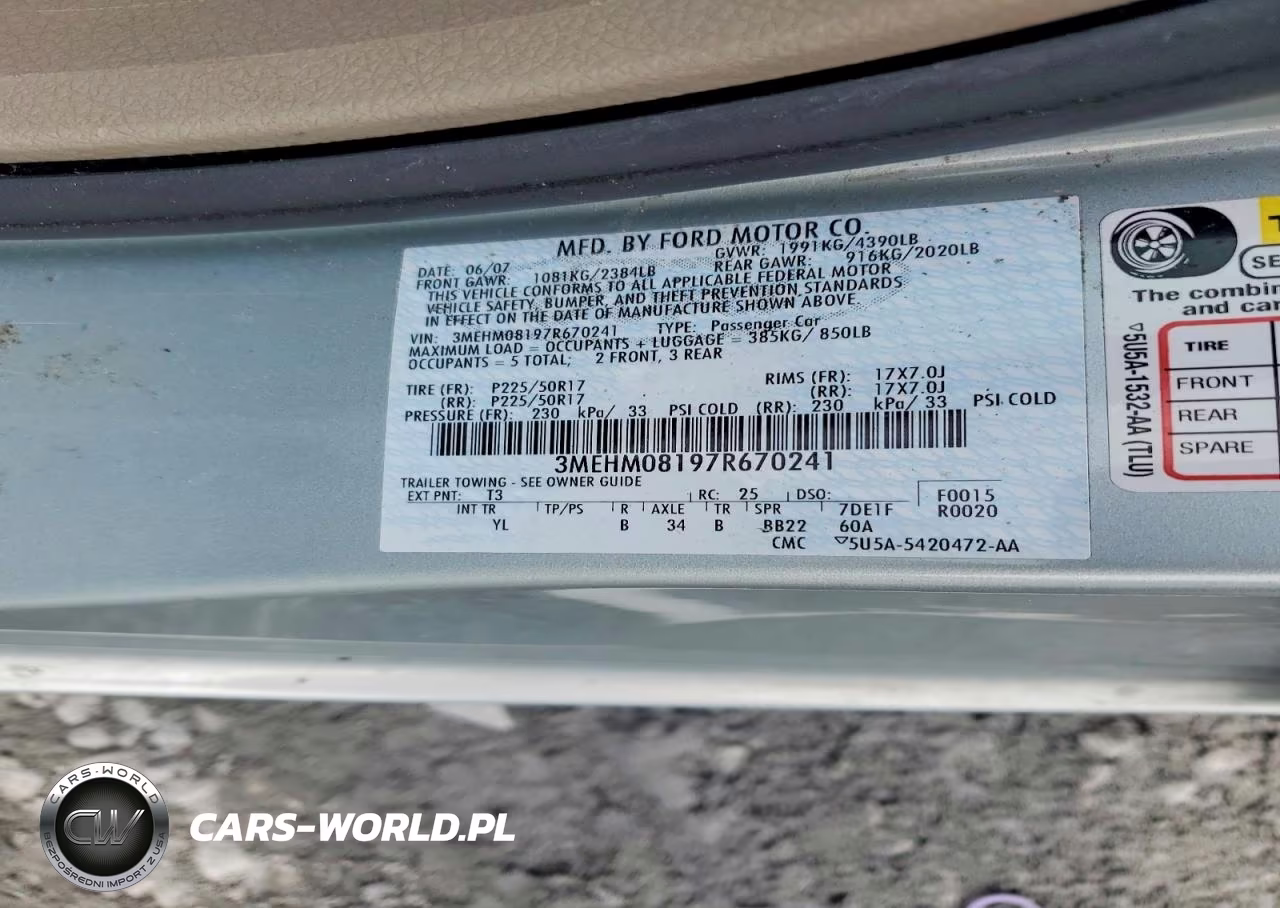 2007 Mercury Milan Premier VIN:3MEHM08197R670241 - 12