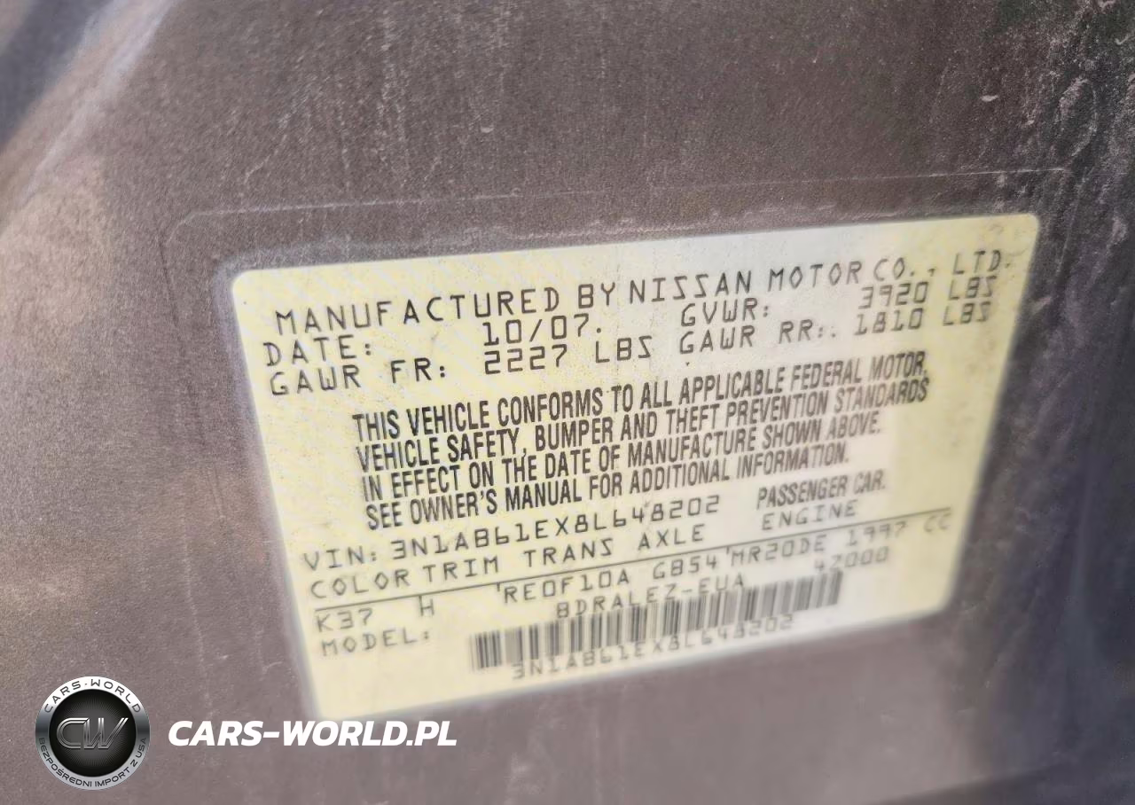 2008 Nissan Sentra 2.0 VIN:3N1AB61EX8L648202 - 12