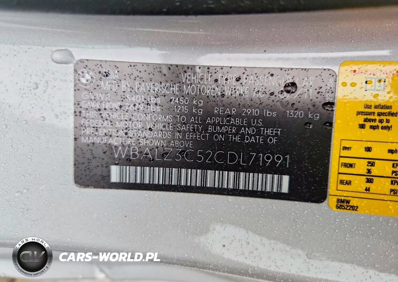 2012 BMW 650 I VIN:WBALZ3C52CDL71991 - 13