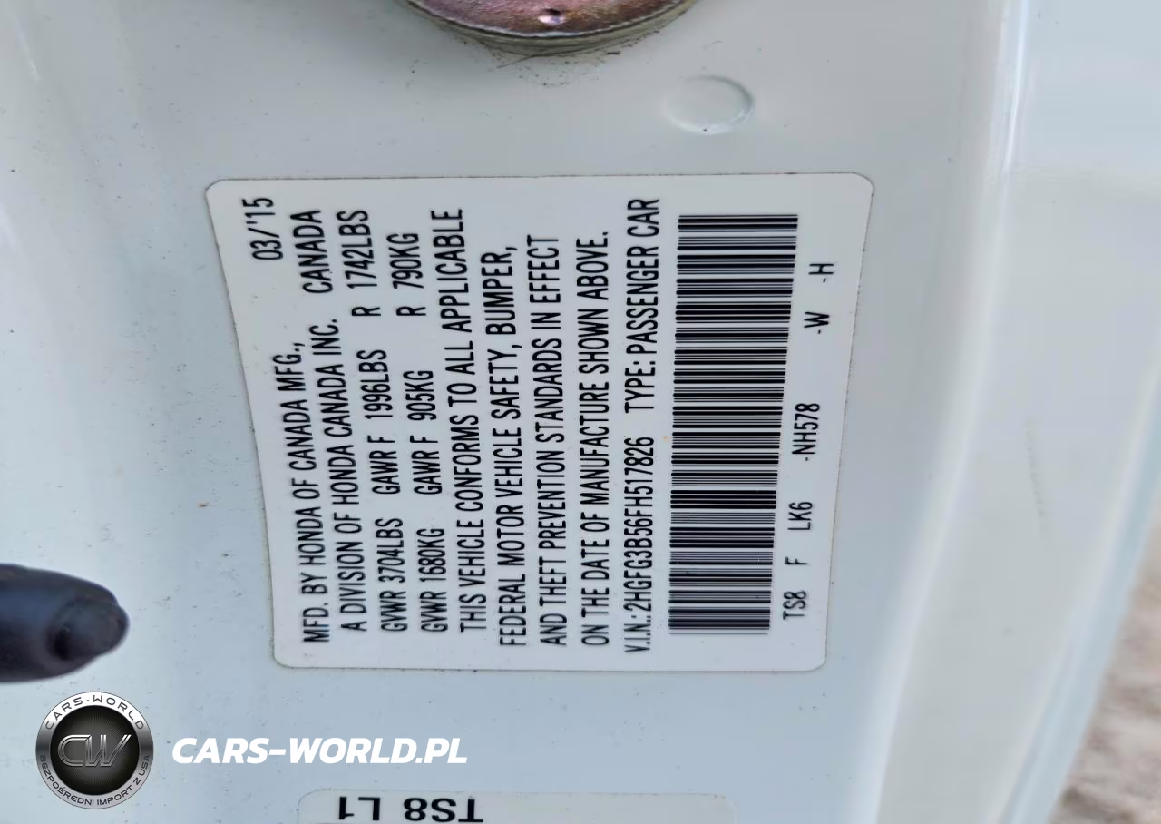 2015 Honda Civic Lx VIN:2HGFG3B56FH517826 - 13